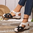 thumbnail image 4 of DIVVce Closed Toe Cross Strap Wedge Sandals For Women Adjustable Buckle Casual Summer Footwear, 4 of 8