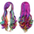 thumbnail image 3 of KAWELL Long Multi-colored Cosplay Wig, Mermaid Fashion Curly Wig, Anime Heat Resistant Spiral Costume Natural Wigs 80cm Hair (Multi Color, 32"), 3 of 4