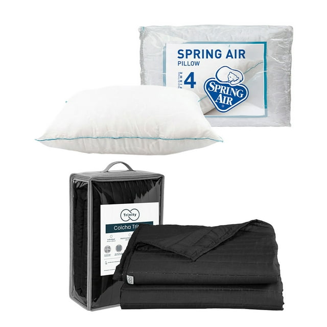 Colcha individual Acabado Ultrasónico Trinity Negro + Almohada