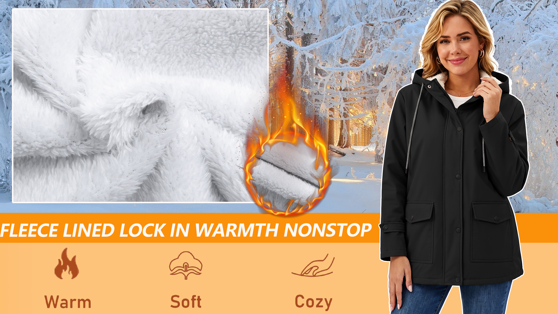 Rosvigor Women's Sherpa Fleece Winter Parka Coat photo 6