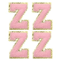 Uxcell Chenille Letter Patches Self Adhesive Alphabet Z Stick on Embroidered Patch(Pink, Pack of 4)