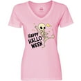 thumbnail image 3 of Inktastic Happy Halloween with Dancing Skeleton Women's V-Neck T-Shirt, 3 of 5