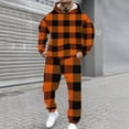 thumbnail image 5 of Hearthz Men's Sweatshirt Suit 2 Piece Outfit Plaid Fleece Pullover Hoodies and Sweatpants Winter Men's Sweatsuits, 5 of 6