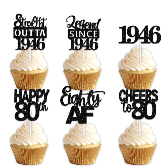 Decoración para Cupcakes LETLIMIT 18 piezas Brillo Negro 5 cm
