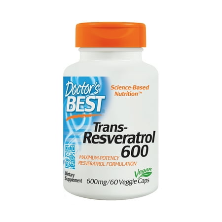 Doctor's Best Trans-Resveratrol 600, Non-GMO, Vegan, Gluten Free, Soy Free, 600 mg, 60 Veggie