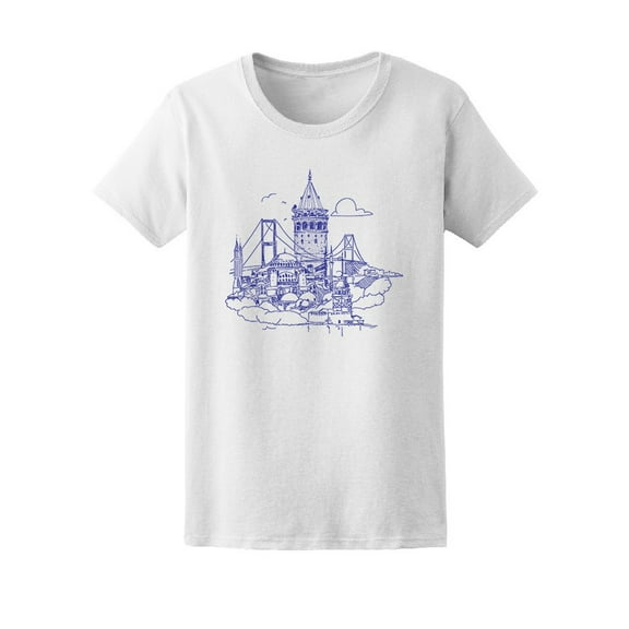 Istanbul City In Purple Sketch Tee Men's -Image by Shutterstock