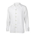thumbnail image 3 of LZHGirlshop Mens Casual Long Sleeve Cotton Linen Shirts Buttons Down Solid Plain Roll-Up Sleeve Summer Beach Shirts,White,XL, 3 of 6