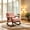Light Pink + Velvet + Cotton, variant on AUU Mid Century Modern Wood Frame Rocking Accent Chair, Upholstered Reading Armchair for Living Room, Bedroom, or Sunroom