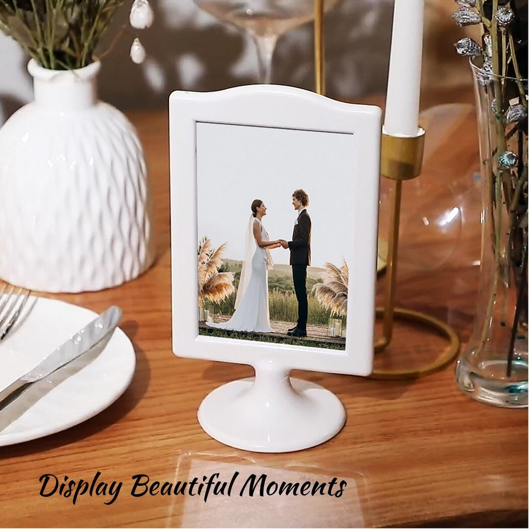 Double-sided Standing Picture Frame, 10Pcs Pedestal Display Vertical Photo Frames, Decor for Daily Wedding Bridal Shower Table Number(4 x 6inch)