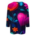 thumbnail image 4 of Dihao Women 3/4 Sleeve Tops Plus Size Casual Round Neck Valentine's Day Love/Rose Printing Blouse Spring Summer Loose Fit Tops Basic Pullover Lightweight Trendy Outdoor Blouse, 4 of 5