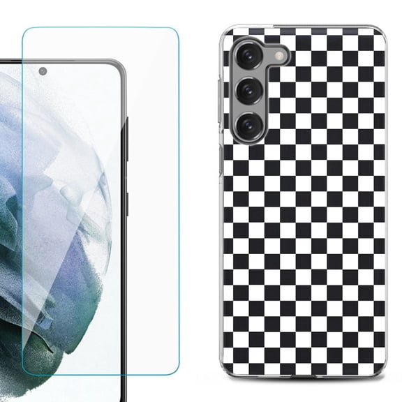 Shockproof Fashion Phone Case for Samsung Galaxy S23 5G, by OneToughShield ® - Checker B/W