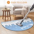 thumbnail image 6 of Half Circular Door Mat 24"x36", Light Blue Christmas Large Absorbent Non Slip Front Entrance Rug, Xmas Elk Tree Snowflake Forest Diatomaceous Welcome Mat for Double Door Garage Living Room Entryway, 6 of 9