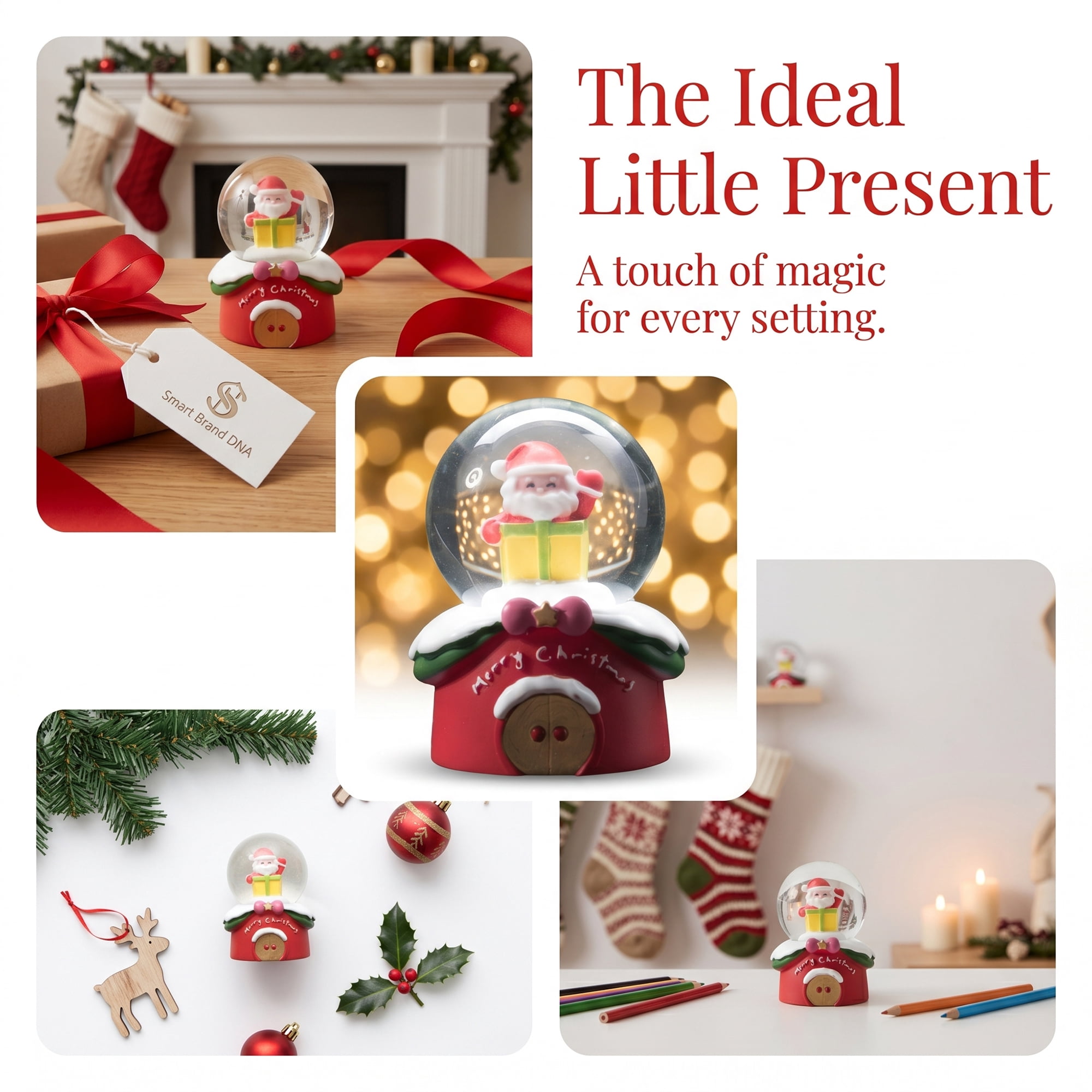 Unique Bargains Light Up Crystal Ball LED Glitter Snow Globe Red A 1.8" x 1.8" x 2.7"