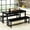 Black, variant on LTTROMAT Dining Table Set for 4, Faux Marble Kitchen Table Set with 2 PU Leather Benches, Breakfast Nook Set for Small Spaces, 3 Piece Farmhouse Dining Room Table Set, White