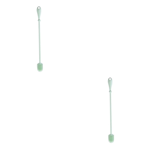 Matsuzay mango largo cepillo de silicona herramienta de para biberón contenedor de boca estrecha profunda Verde L 2Conjunto