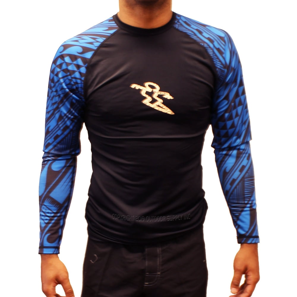 Da Hui Mens Da Hui Tribal Long Sleeve Rash Guard Water Surf Shirt UPF