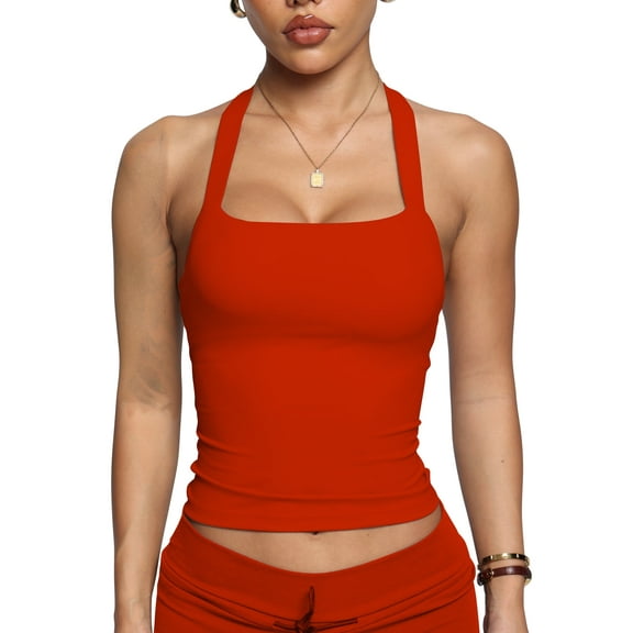 TKITK Women's and Women’s Plus Medium Support Round Neck Halter Sports Bra, Sizes XS-L