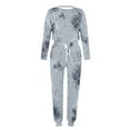 thumbnail image 4 of Frostluinai Tie Dye Print Sets for Women Two Piece Long Sleeve Crewneck Shirts Casual Sweatpants Plus Size Loose Fit Tracksuits with Pocket, 4 of 5