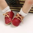 thumbnail image 6 of Xijirk Baby Shoes Lace Up Textured Grain Soft Flat Base Sole Casual Booties,6-12 Months, 6 of 7