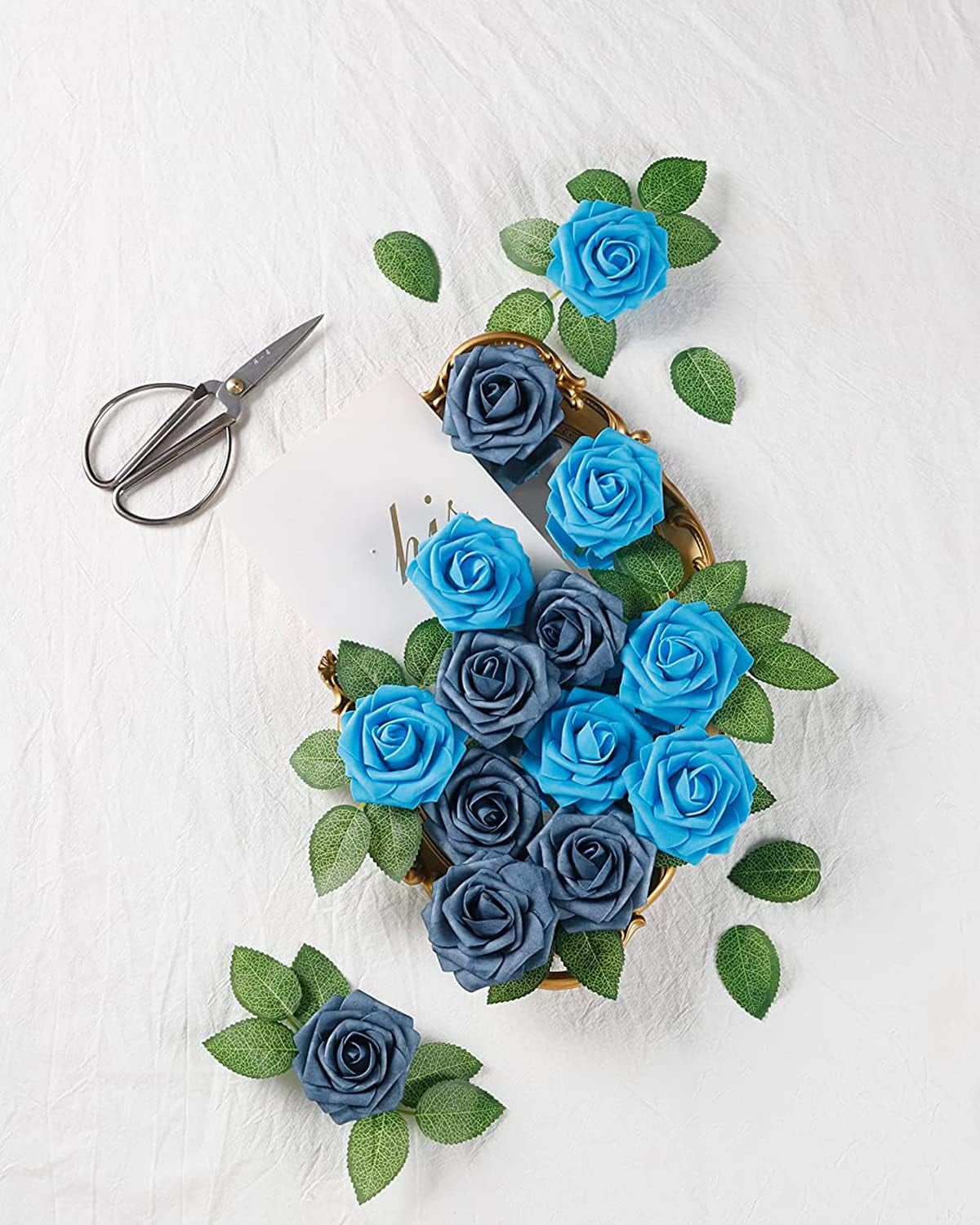 25Pcs Artificial Roses Flowers Fake Roses with Stems Real Touch Foam Flowers for DIY Wedding Bouquet Baby Shower Centerpiece Floral Arrangement Party Home Decor(Black)