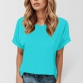 thumbnail image 2 of Women's Summer Casual Round Neck Short Sleeve Basic Tee Soft Comfortable Loose Fit Fashion Tops 2024 Outfits, 2 of 4