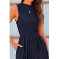 thumbnail image 5 of PRETTYGARDEN Womens Summer Jumpsuits Dressy Casual One Piece Outfits Sleeveless Mock Neck Wide Leg Pants Rompers with Pockets, 5 of 7