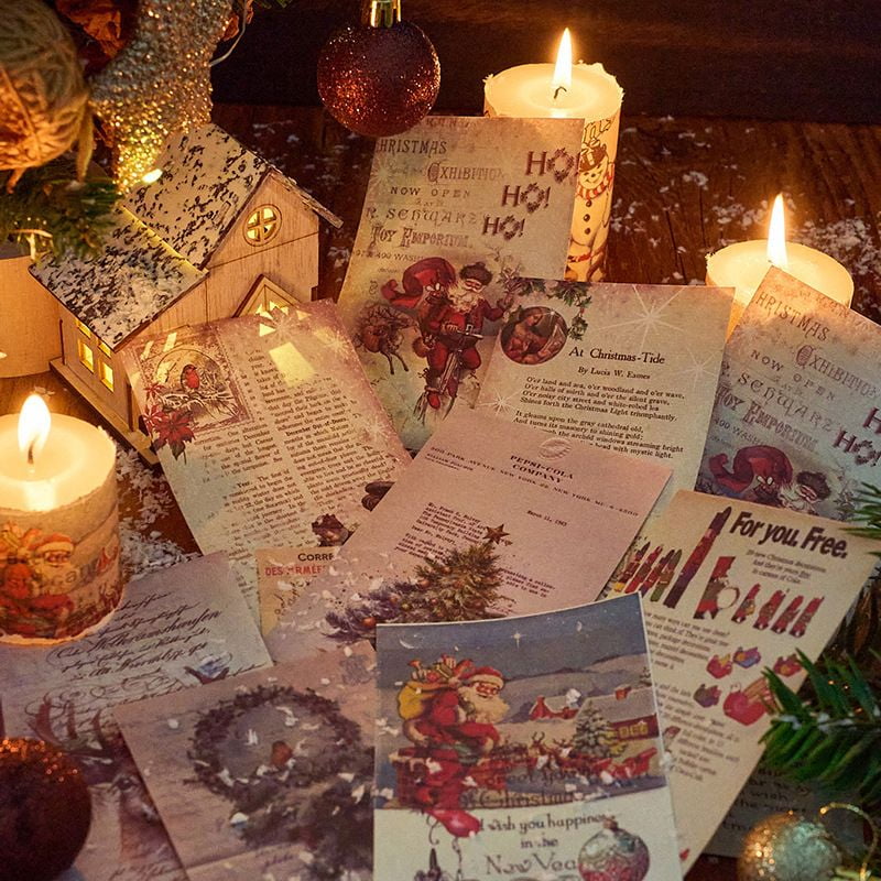 300 Sheets Vintage Holiday Gift Paper Pack - Christmas Joy Series Background Paper for Journals, DIY Crafts, and Decoration