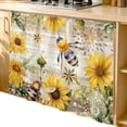 thumbnail image 2 of Sunflower Cabinet Curtain 35"Wx35"L, Dustproof Under Sink Skirt with Self Adhesive Tape, Vintage Summer Bee Botanical Farmhouse Cabinet Curtain Cover for Kitchen Sink, Bathroom Vanity, Laundry Room, 2 of 9