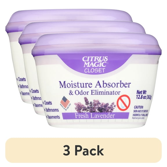 (3 pack) Citrus Magic For Closets Moisture Absorber & Odor Eliminator, Fresh Lavender, 12.8 oz