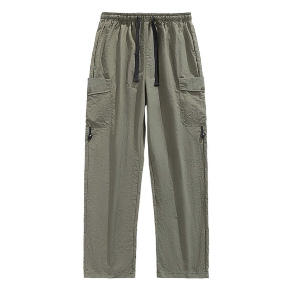 Mens Cargo Pants Relaxed Fit Casual Workwear Pants Outdoor Utility Straight Leg Lightweight Hong Kong Style Trousers Army Green L