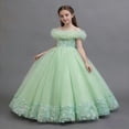 thumbnail image 5 of hengsof Girls' Flower Girl Dresses Princess Dresses Sweet Lace Wedding Party Tutu Dresses Fashionable Off The Shoulder Tulle Dresses Ages 3-14, 5 of 6
