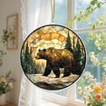 thumbnail image 3 of RKSTN Brown Bear Stained Glass Sunlight Catcher Colorful Window Hanging Acrylic Sign Hanging Red Decorations, 3.93", 3 of 6