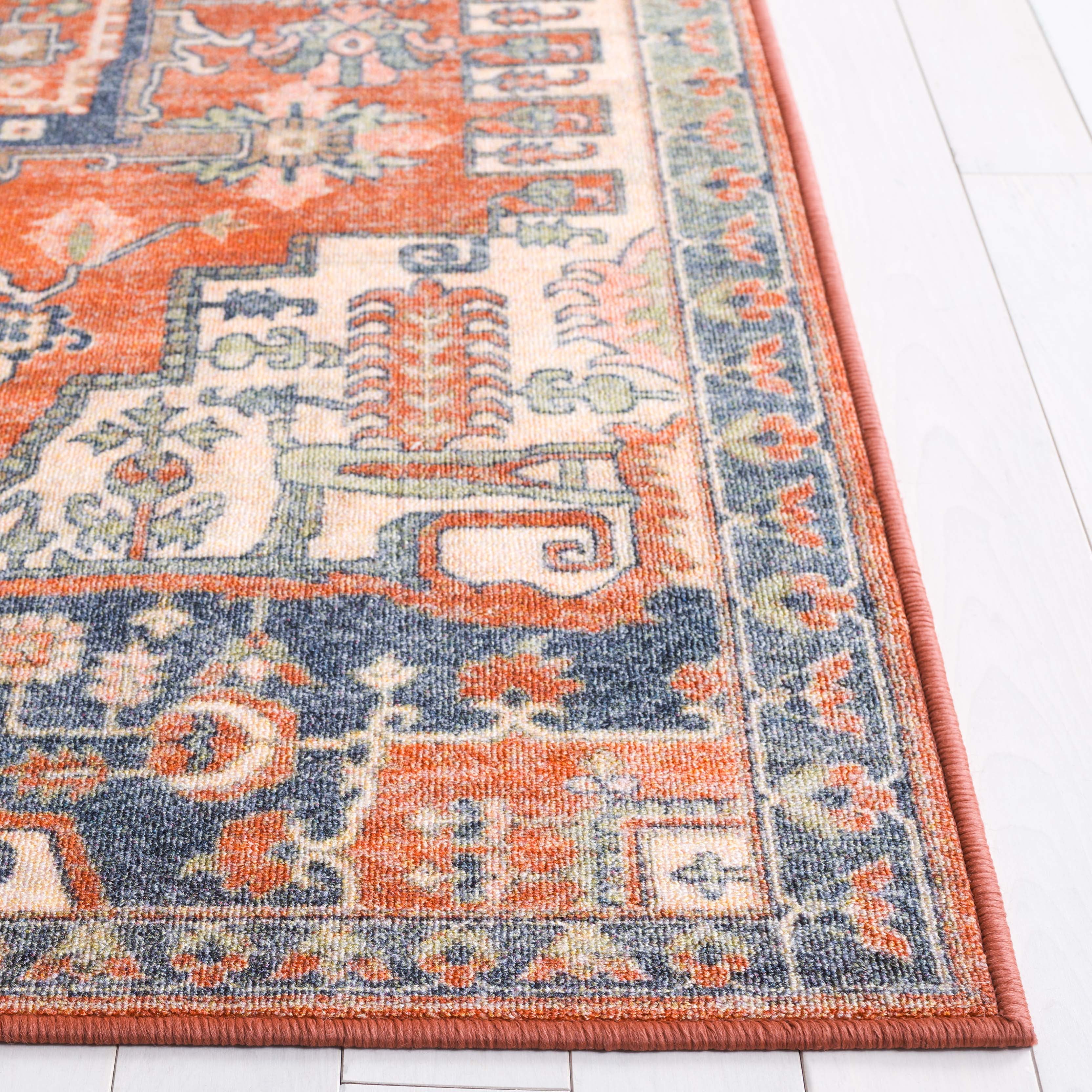 SAFAVIEH Journey Abram Medallion Area Rug, Rust/Navy, 8' x 10'