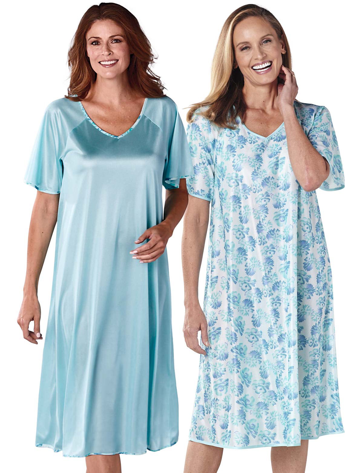 2-Pack Silky Tricot Nightgowns by Cozee Corner - Walmart.com