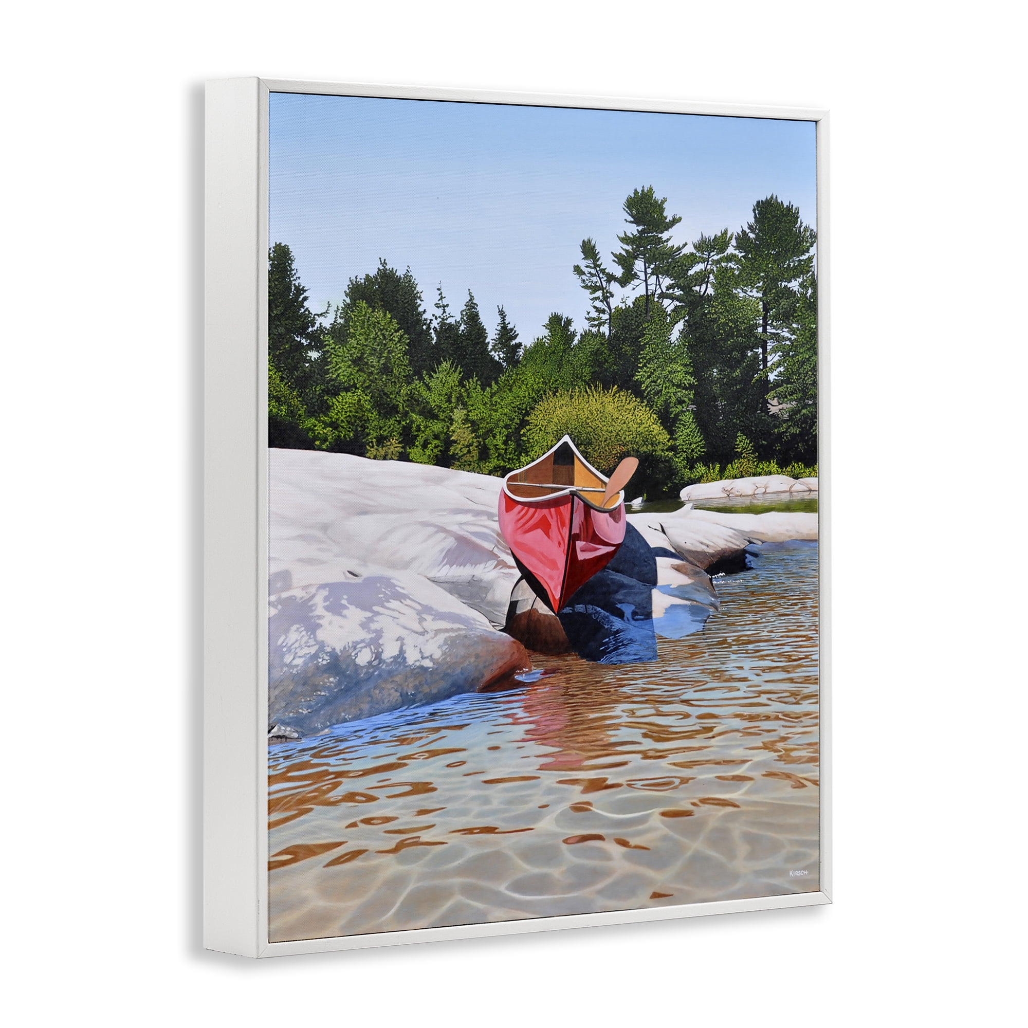 Stupell Industries Canoe at Water's Edge White Framed Giclee Art, design by Kenneth M Kirsch