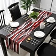 thumbnail image 3 of Red Stripe Table Runner 72 Inches Long, Grey White Ombre Geometric Modern Abstract Kitchen Coffee Dining Table Decoration for Home Party Birthday Wedding Home Decor 14x72 Inches, 3 of 8