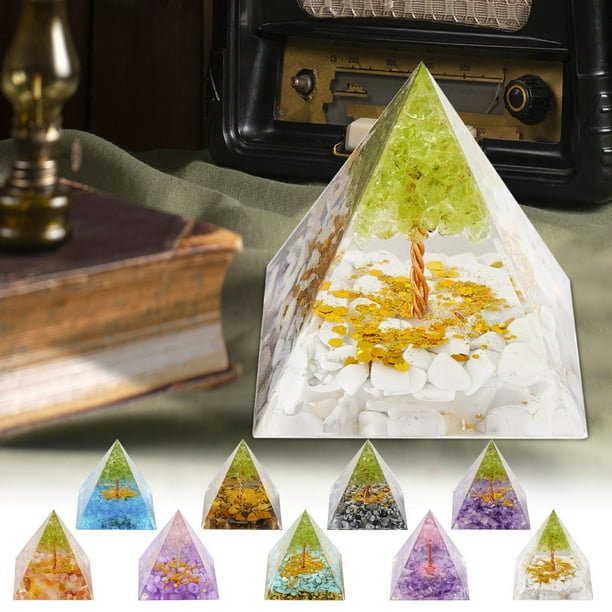 Fiudx Torre de Energía de Cristal, Pirámide de Piedra Triturada Natural, Acabado Liso Multicolor, Curación y Atracción de Riqueza, Decoración para Sala de Estar U Oficina, Regalo Exquisito, Juego de