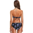 thumbnail image 5 of Dreamtimes Purple Flower Black Swimsuits Padded Bikini Sets Sexy Swimwear for Women, Medium, 5 of 7