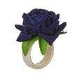 thumbnail image 2 of XYAIYT Napkin Rings Fabric Rose Decorative Napkin Holder Cloth Ring with Rope Texture Base and Satin Floral Accent for Wedding Dinner Party Table Decoration Navy Blue 2.8in, 2 of 6