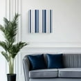thumbnail image 2 of Canvas Print Wall Art Gray Navy Blue Stripe Minimalist Vertical Stripes Modern Art Framed Canvas Art Wall Decor Pictures Painting Morden Artwork for Living Room Bedroom, Ready to Hang, 28"x28", 2 of 4