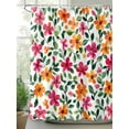 thumbnail image 2 of Shower Curtain Pink Orange Flower Shower Curtains for Bathroom, Waterproof Polyester Shower Curtain Set with Hooks, Small Stall Size 36" x 72" Watercolor Spring, 2 of 6