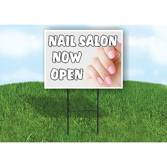 Work House Signs Single Sided Sign Nail Salon Now Open Yard Sign Road Sign with Stand