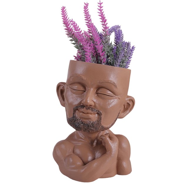 CSChome Pot de Plante Muscle Homme avec Ventilation de Drainage Fond Antidérapant Jardinière en Résine