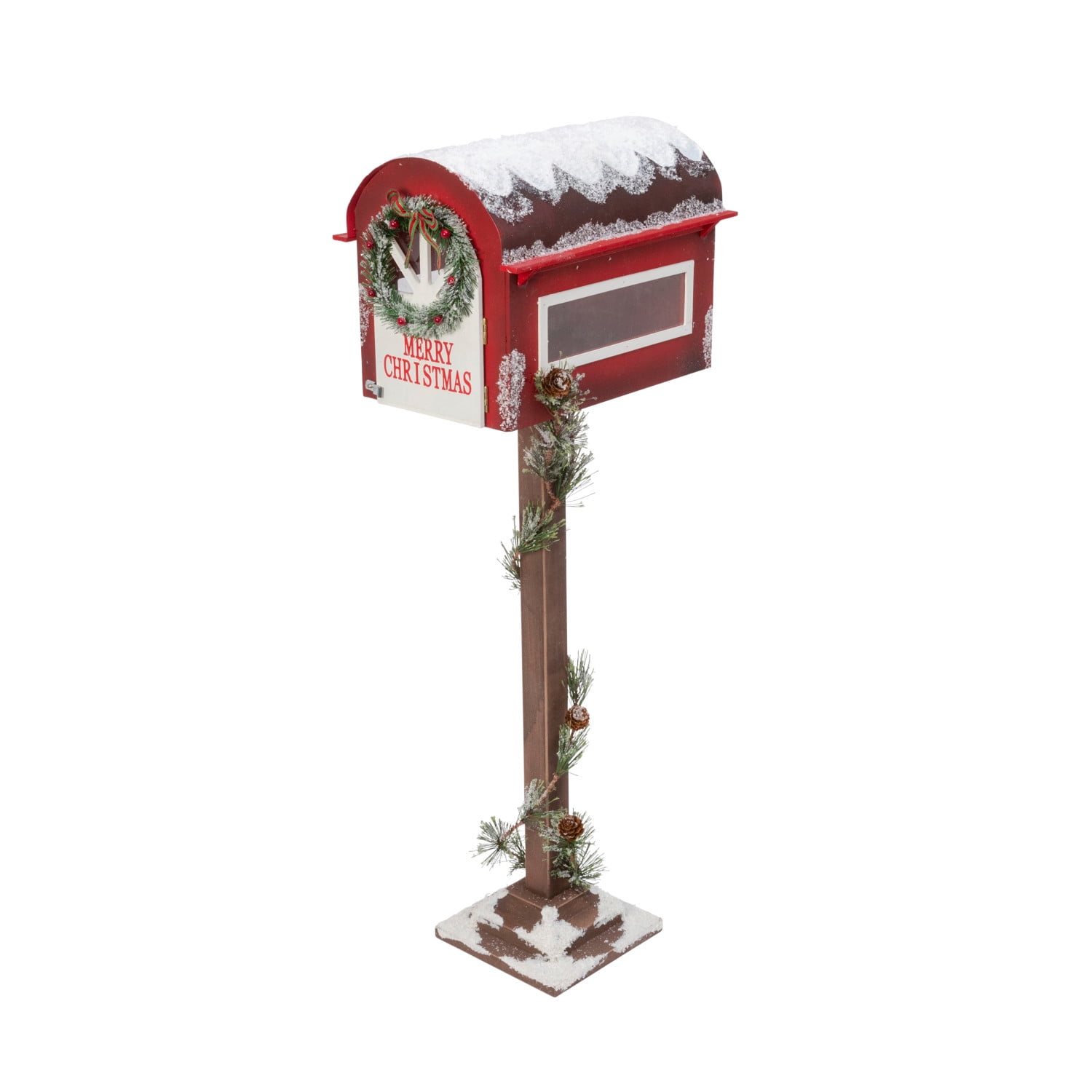 Gerson 35 Inch Tall Wooden Holiday Mailbox With Pine Garland For Santa Walmart Com Walmart Com
