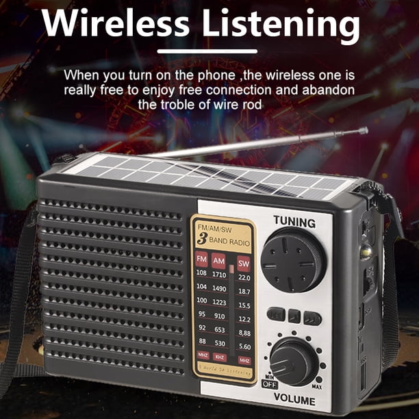 AM FM SW Radio de emergencia solar compatible con Bluetooth con linterna LED (F10BTS)