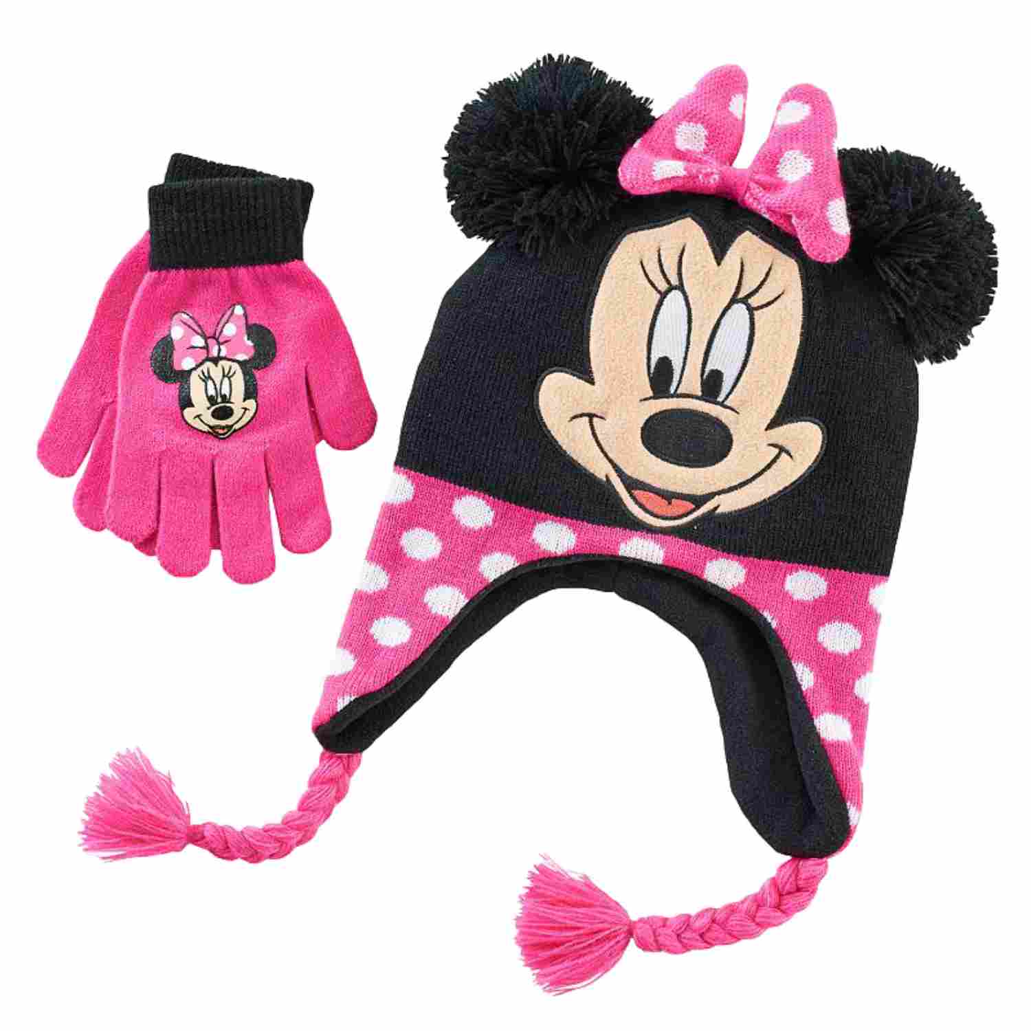 girls black hat and gloves