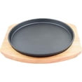 thumbnail image 1 of SUNRISE Round Cast Iron Set W/Rubber Wood Underliner Kitchen Supply (9.45"), 1 of 4