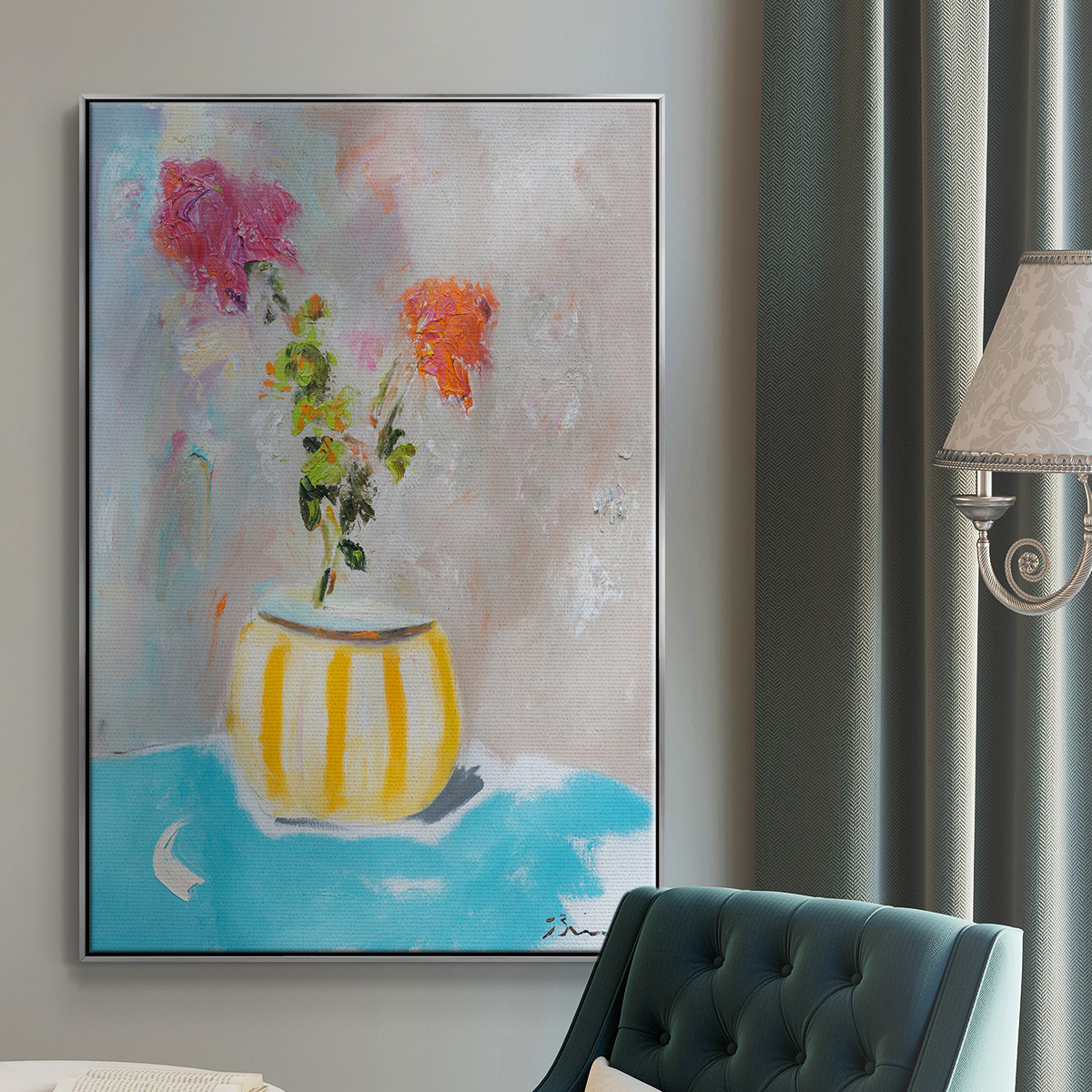 Coin Purse Full of Petals Framed Premium Gallery Wrapped Canvas - Ready to Hang