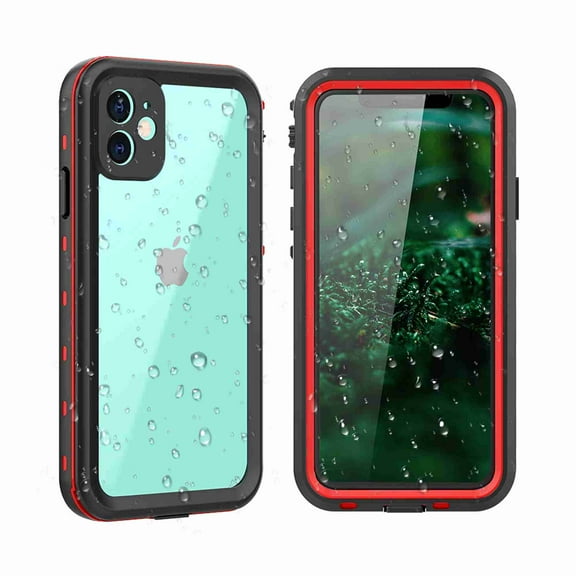 Dteck Full Body 360 Protective Shockproof Dirtproof Sandproof IP68 With Build in Screen Protector Phone Case, For iPhone 11 Pro Max (6.5 inch), red