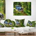 thumbnail image 4 of Designart Blue Vintage Car Oil Painting - Car Throw Pillow - 12x20, 4 of 5
